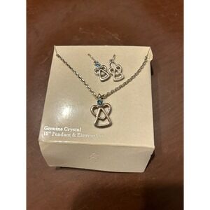 Angel Genuine Crystal 18" Pendant And Earring‎ Set